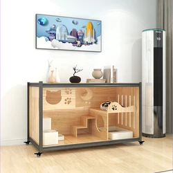 Solid Wood Cat Villa Household Indoor Custom Oversized Free Space Steel And Wood TV Cabinet Pet Carrier Cat Toy Cat Furniture