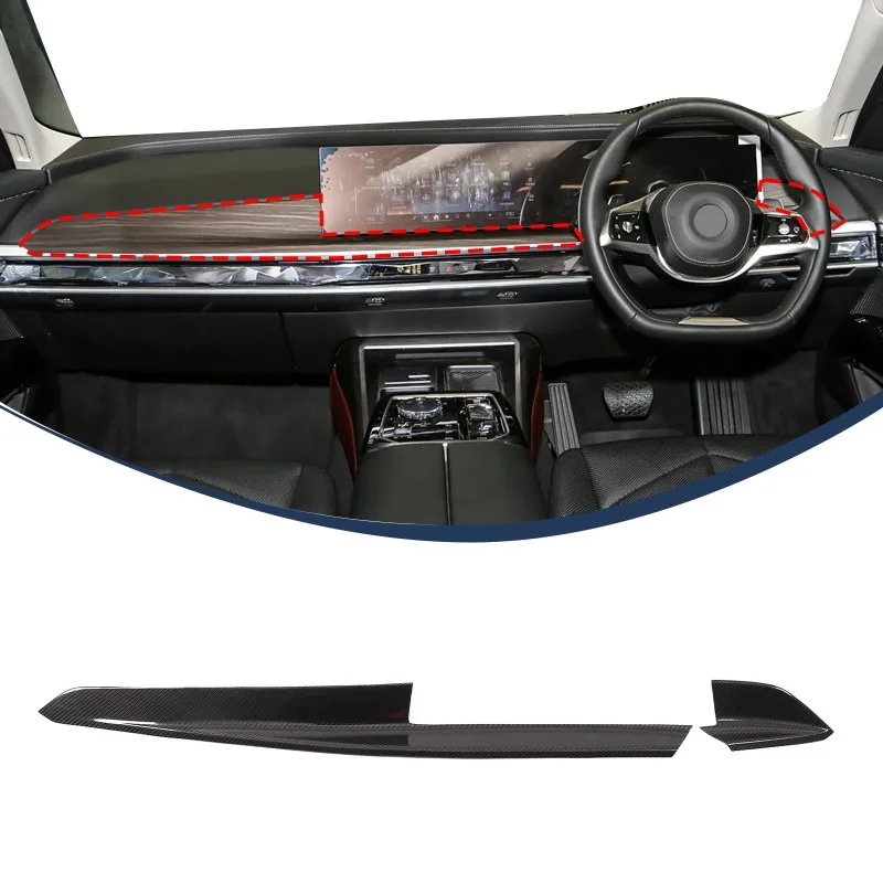 

Наклейка на панель отделки центральной консоли из настоящего углеродного волокна для BMW 7 серии 2023 G70 RHD, аксессуары для салона автомобиля