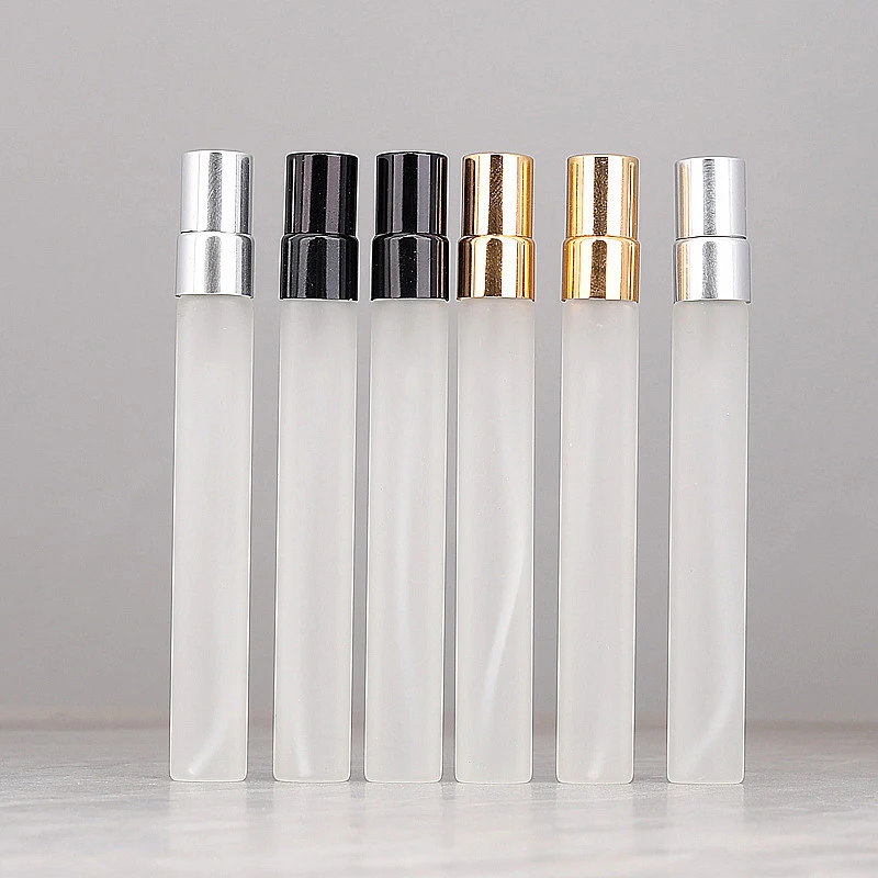 5pcs 10ml Refillable Portable Glass Perfume Bottle With Aluminum Atomizer Empty Sample Bottle Travel Portable Cosmetic Tool DIY