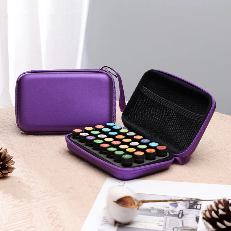 Estojo portátil para transporte de óleo essencial, 10/32 espaços, para garrafas de 1/2ml, à prova de choque, organizador de óleo aromático, armazenamento compacto de óleo essencial