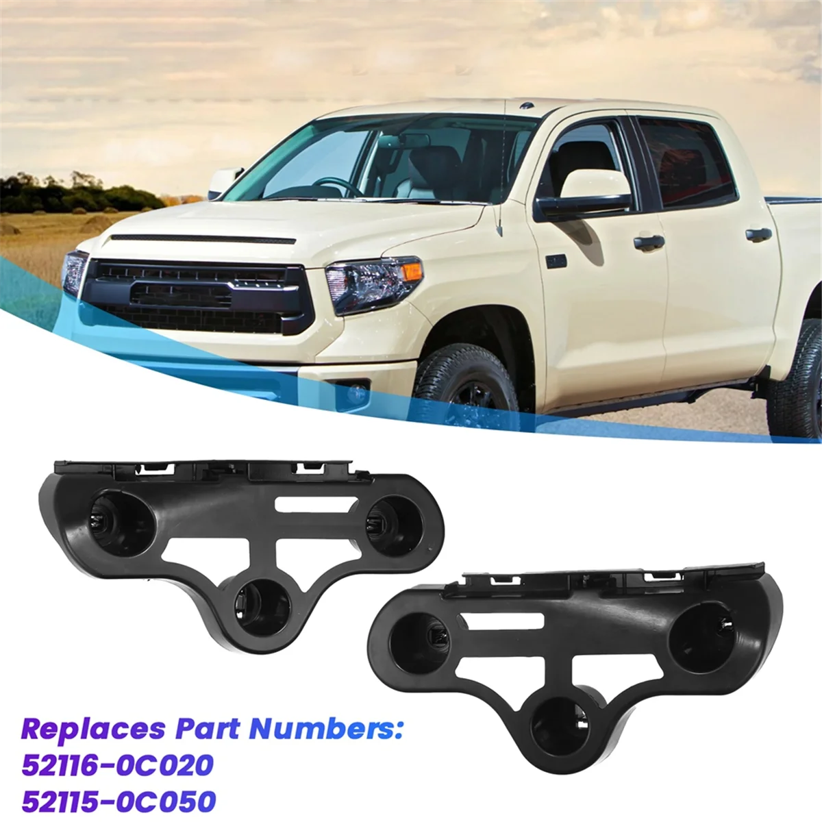 1Pair Front Bumper Bracket Mounting 52116-0C020 52115-0C050 for Toyota Sequoia Tundra 2007-2021 Side Bumper Support