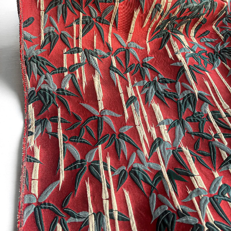 Chinese Red Bamboo Pattern Double-sided Jacquard Three-dimensional Relief Jacket Skirt Bag Clothing Designer Fabric