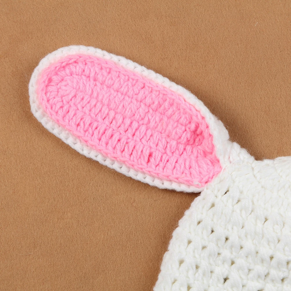 

Newborn Baby Photography Props Rabbit Design Knit Crochet Hat Pant Big Ears Bunny Pink White Baby Photo Outfits
