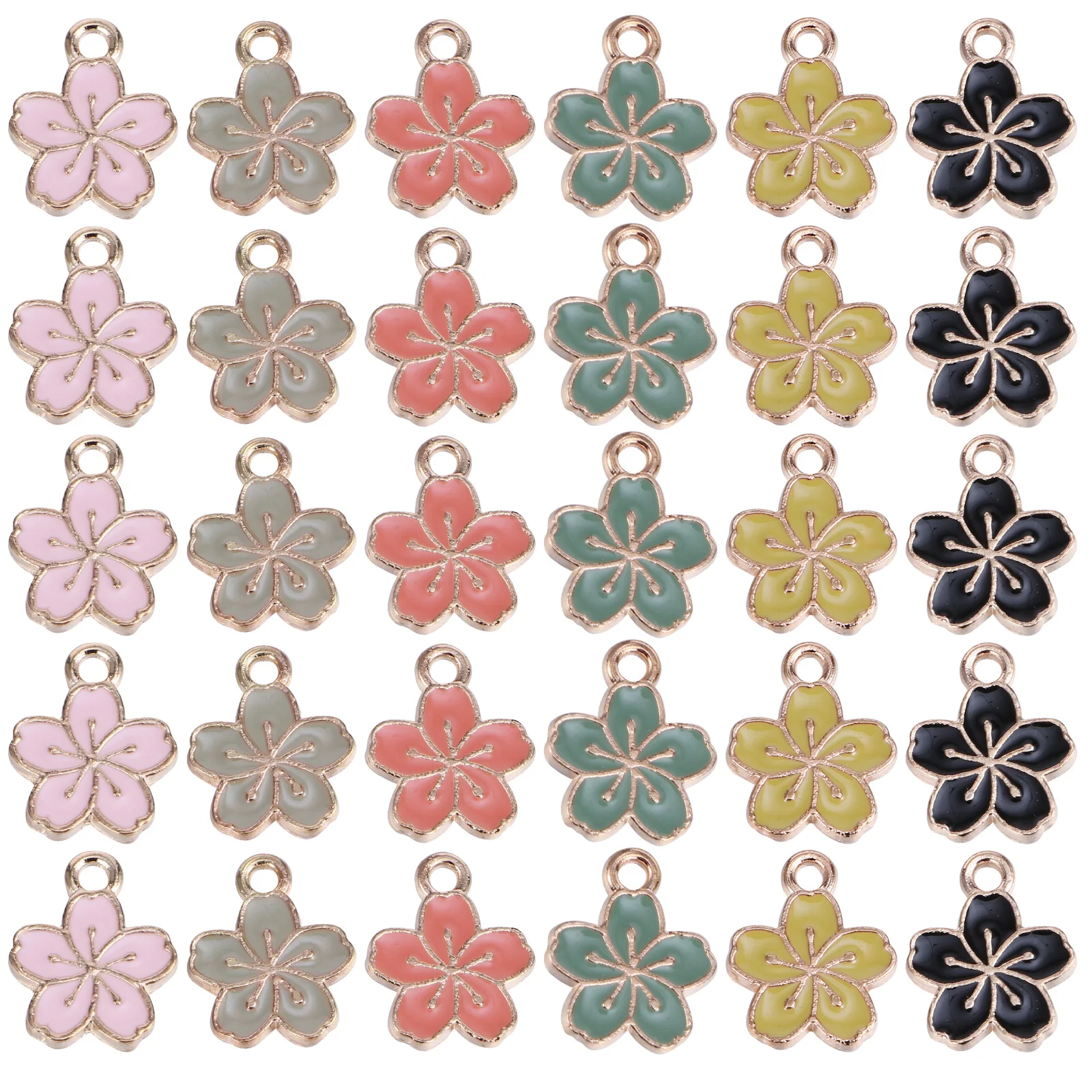 

60 Pcs Blossom Alloy Pendant Charm Vintage Necklace Bracelets DIY Jewelry Supplies Sakura Jewelry Pendant Decorations