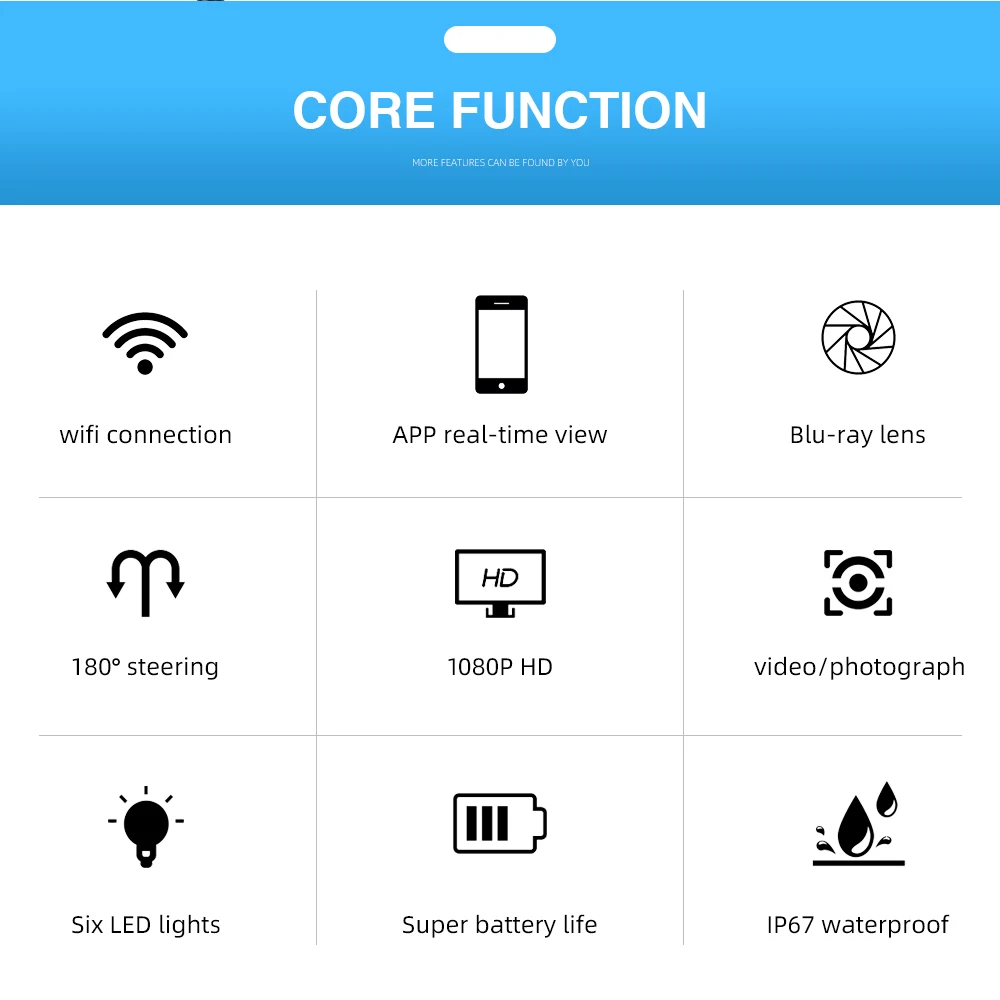 2MP 1080P 8MM 180Degree Two Way Articulate Steering WIFI Industrial Endoscope CMOS Borescope IP67 Digial Microscope Camera