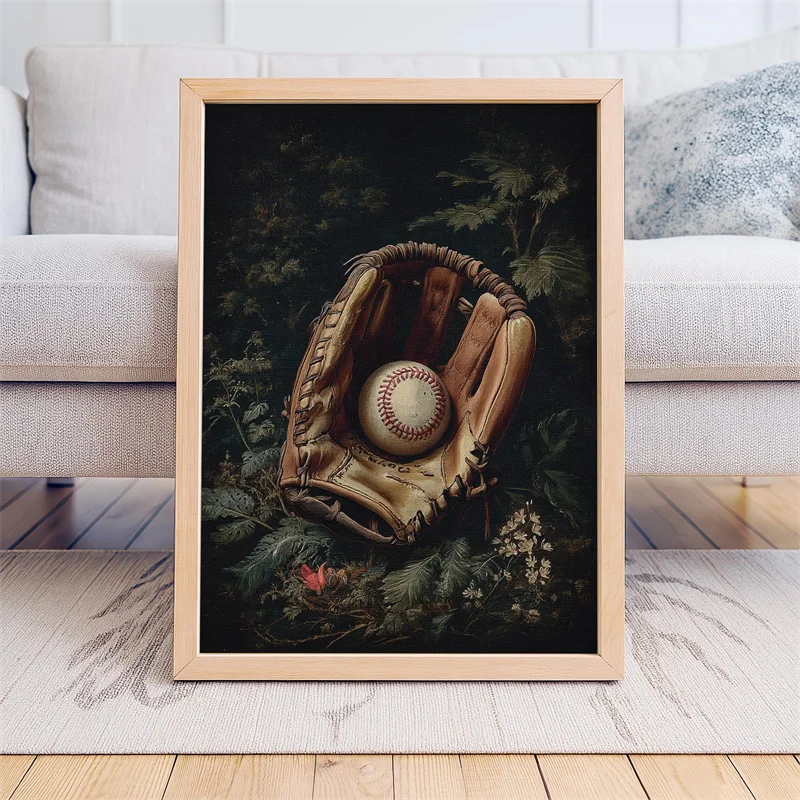 1/3pcs Set Vintage Jungle Baseball Illustration Poster Sports Baseball Cap Canvas Painting Print Wall Art Picture for Home Decor