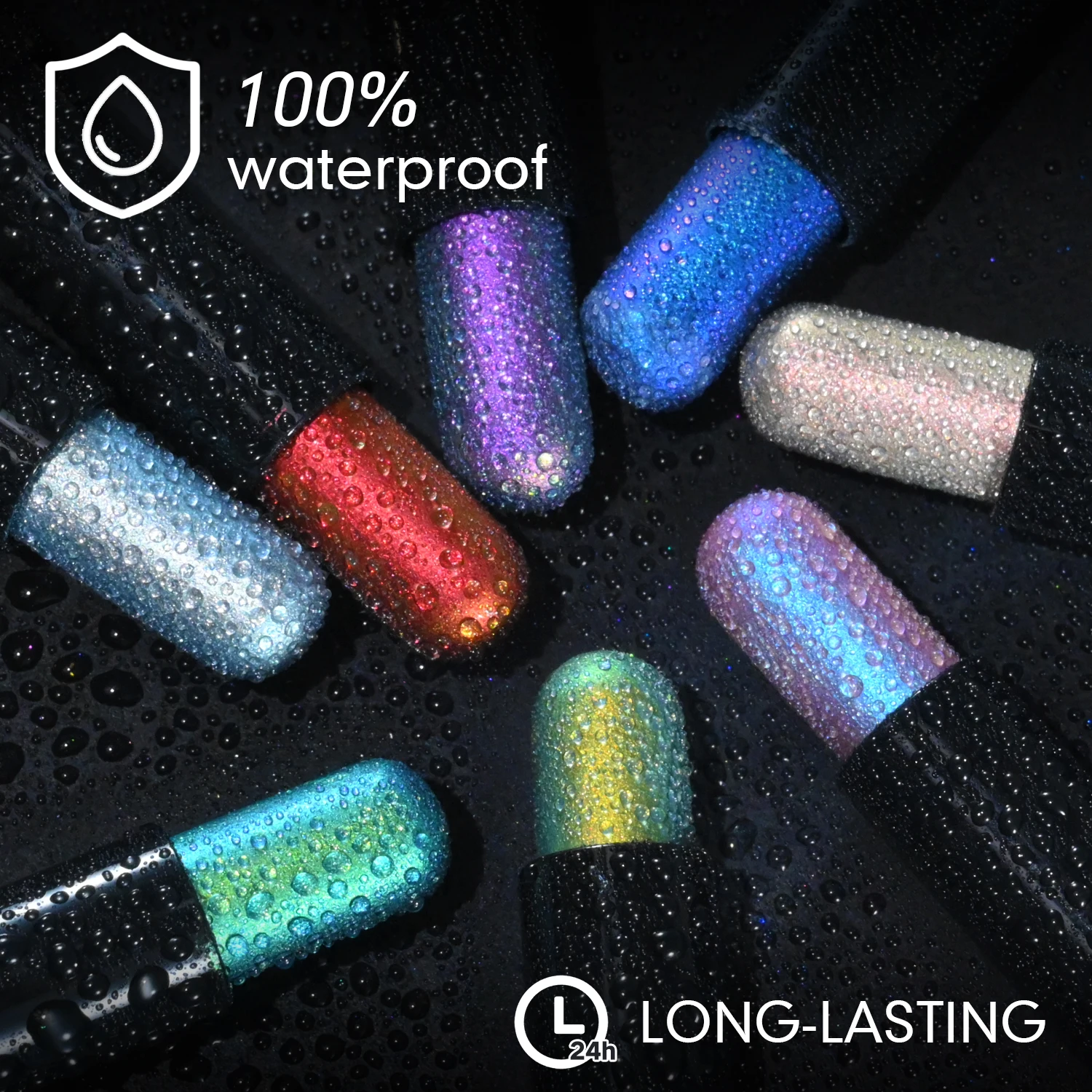 CHARMACY Multichrome Eyeshadow Stick z aplikatorem w kształcie gąbki, wodoodporny, długotrwały, brokatowy, profesjonalny makijaż oczu dla kobiet