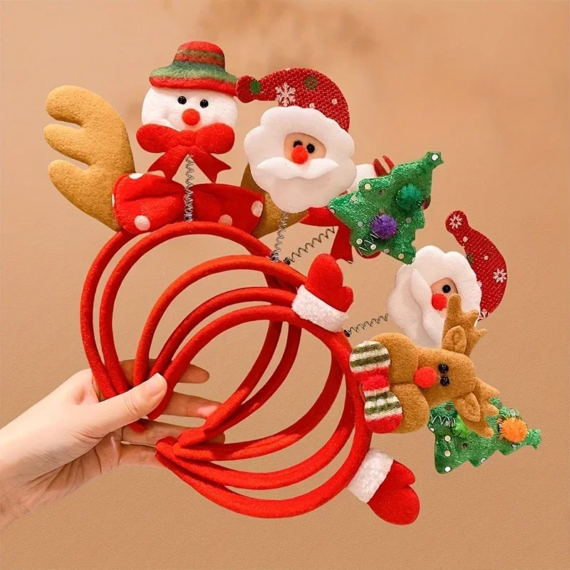 Xmas Decor Headband Christmas Tree Snowman Bow Star Hairband Festive Party Photo Props Hair Hoop for Christmas Dress Up