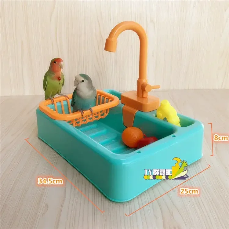 

Bird bath artifact basin Xuanfeng peony small parrot solar products automatic circulating water bath box toy appliances