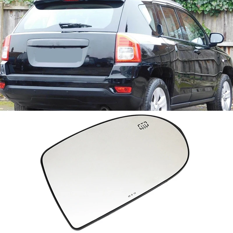 Door Wing Side Mirror Glass Heated With Backing Plate For JEEP Compass 2007 - 2017