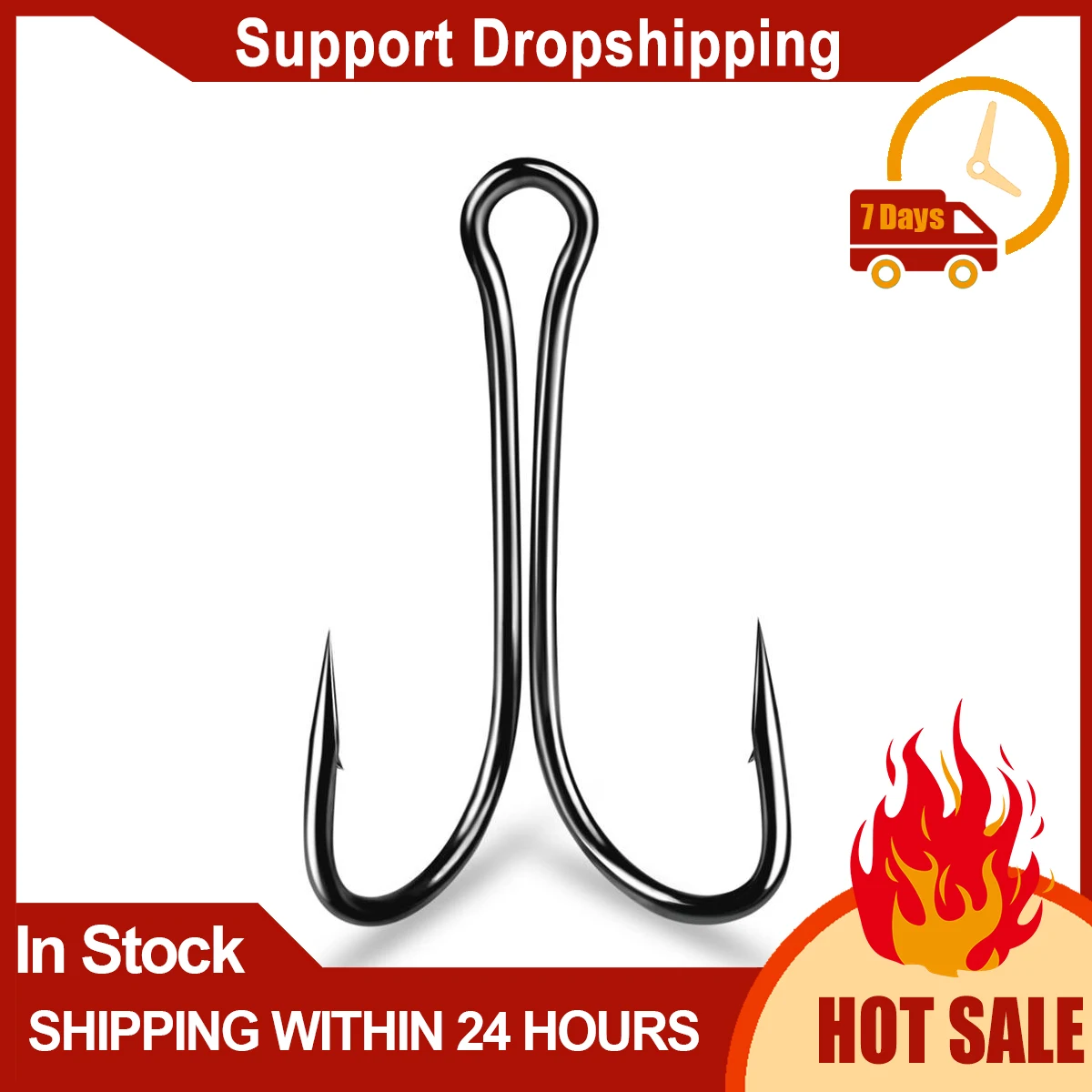 50Pcs High Carbon Steel Double  Fishing  Hook Crank Barbed Fishhooks Mechanical Principle Long Handle Non-slip Lure Fishing Gear