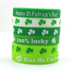 1pcs St. Patrick's Day Silicone Bracelet Celebration Gifts Green Clover Wristbands Men Women Rubber Band Fashion Accessories