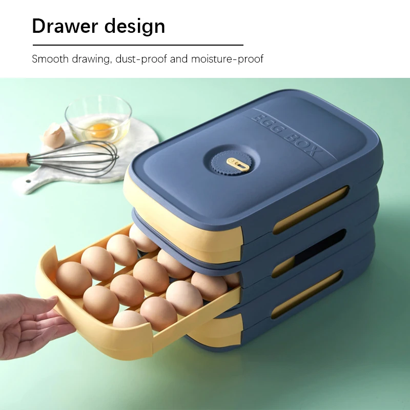 Drawer Type Egg Storage Box Refrigerator Storage Box Fresh Keeping Box Dumpling Box Household Eggs Holder Food Storage Kitchen