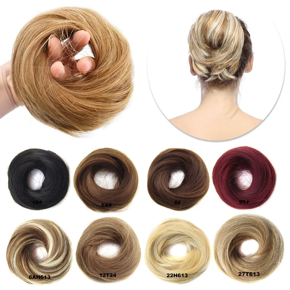 

Straight Tousled Smooth Stretchy Donut Chignon Elastic Rubber Band Synthetic Hair Bun Ponytail Extension Chignons Scrunchies