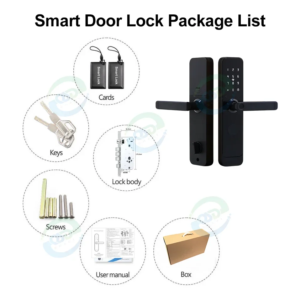 003 Waterproof Tuya Smart Lock Front Door TTlock WIFI Aluminum Fingerprint Recognition Keyless Electronic Handle Smart Door Lock