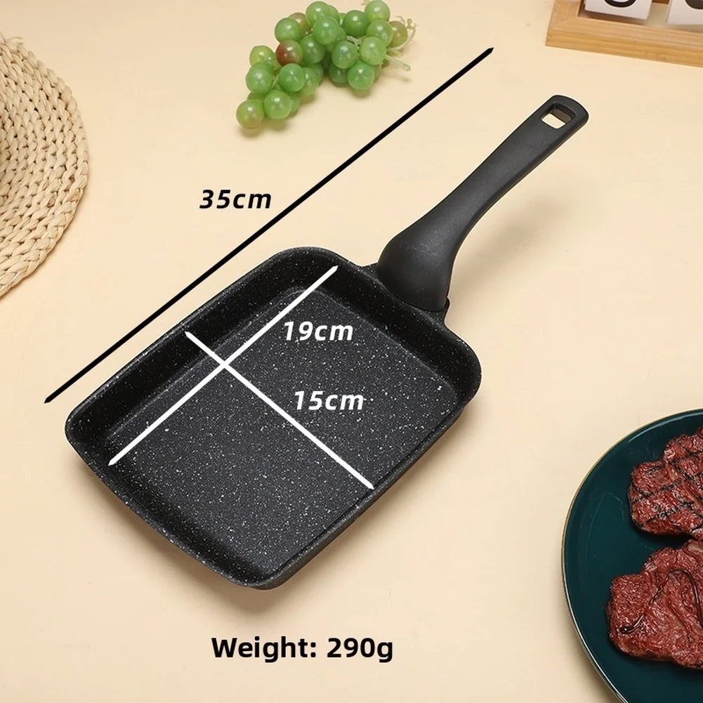 35x15cm Rectangular Tamagoyaki Pan Non-Stick Granite Coating Stainless Steel Body for All Stovetops Lightweight