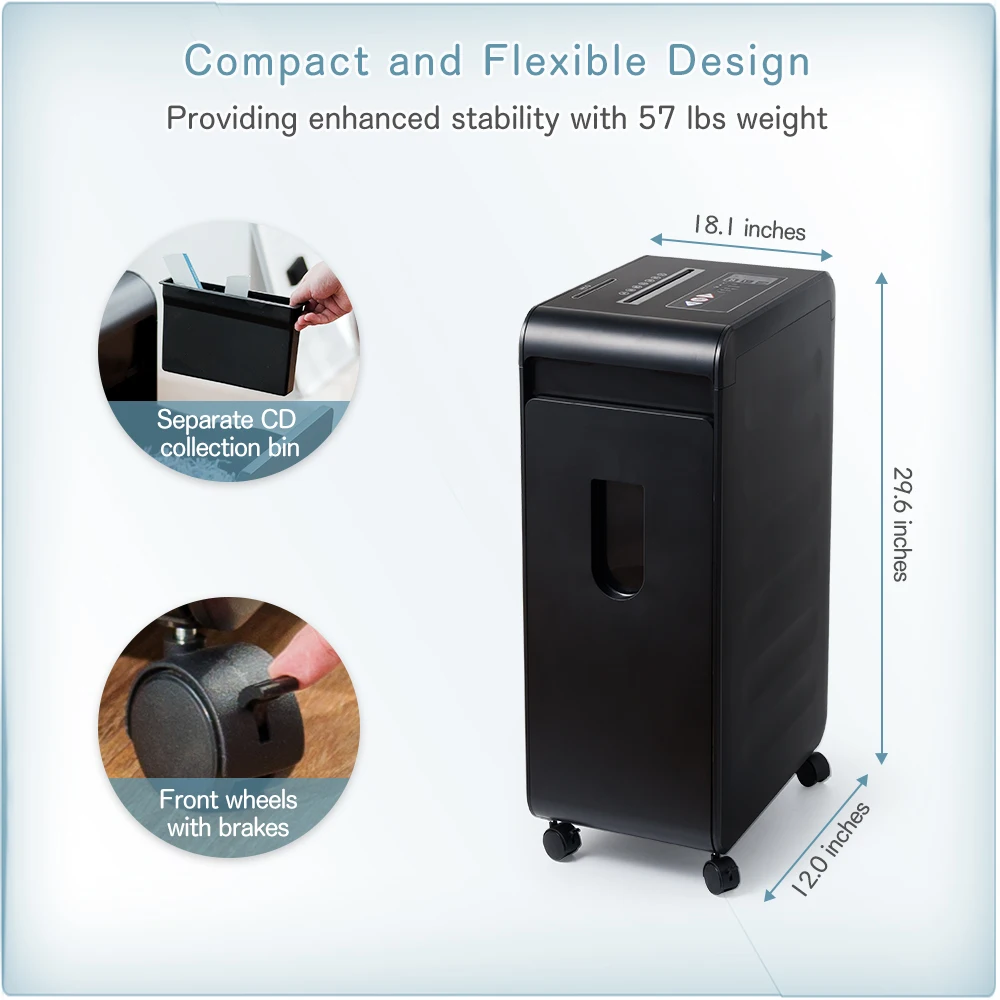 22 ورقة 42 لتر آلة تقطيع الورق 4 المستوى 24 ساعة وقت التشغيل عبر قطع CD دليل وثيقة المدمرة المعدات للمكتب التجاري