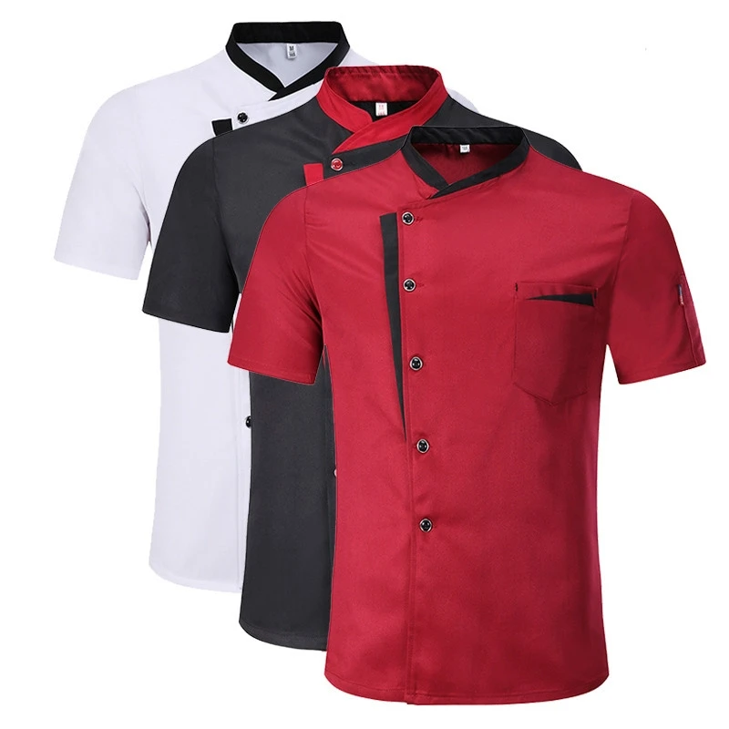 Chefs Short Sleeve Summer Set Restaurant Hotel Kitchen Workwear Men and Women Youth Breathable Thin Chef Jacket Apron chef coat