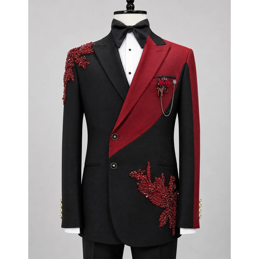 Men's Suit 2-piece Luxury Blazer Pants  Wedding Groom Tuxedo Customized Elegant Men's Suit