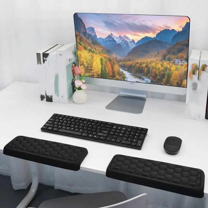L-Shaped Keyboard & Mouse Pad Set, Memory Foam Ergonomic Desk Edge Cushion, Wrist Rest & Elbow Pillow For Gaming, Office