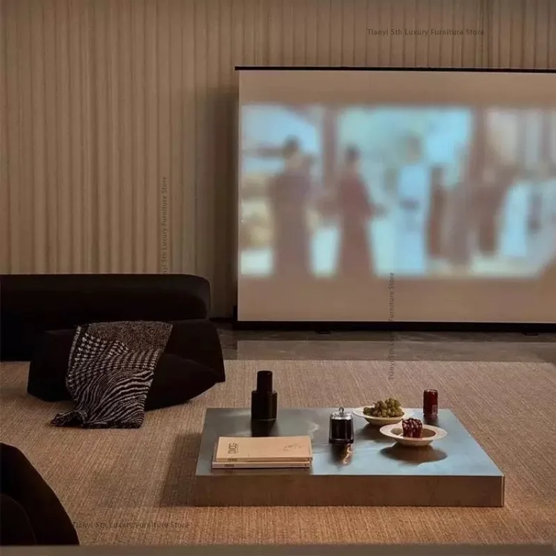 

Italian Minimalist Stainless Steel Square Coffee Table High End Designer Living Room Furniture Mesas De Centro Para Sala FYCT