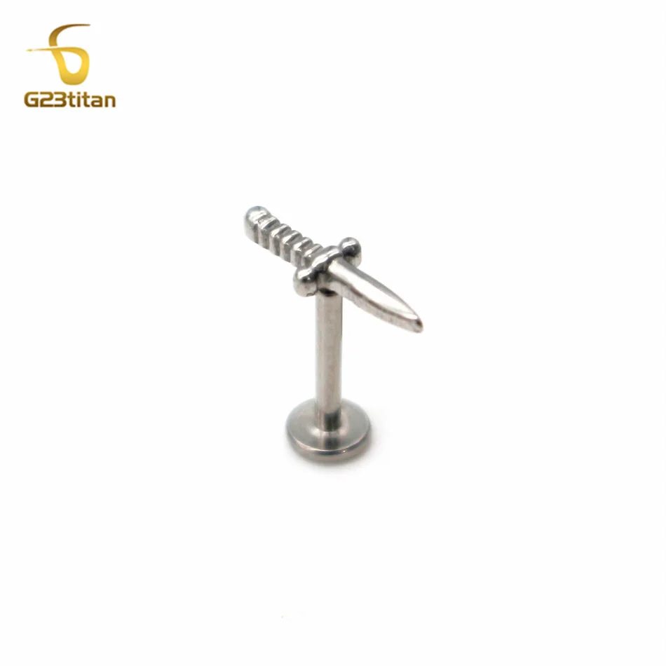 G23 Titanium Sharp Dagger Labret Studs Men Women Teens Ear Cartilage Helix Tragus Lobe Earring Punk Gothic Body Piercing Jewelry