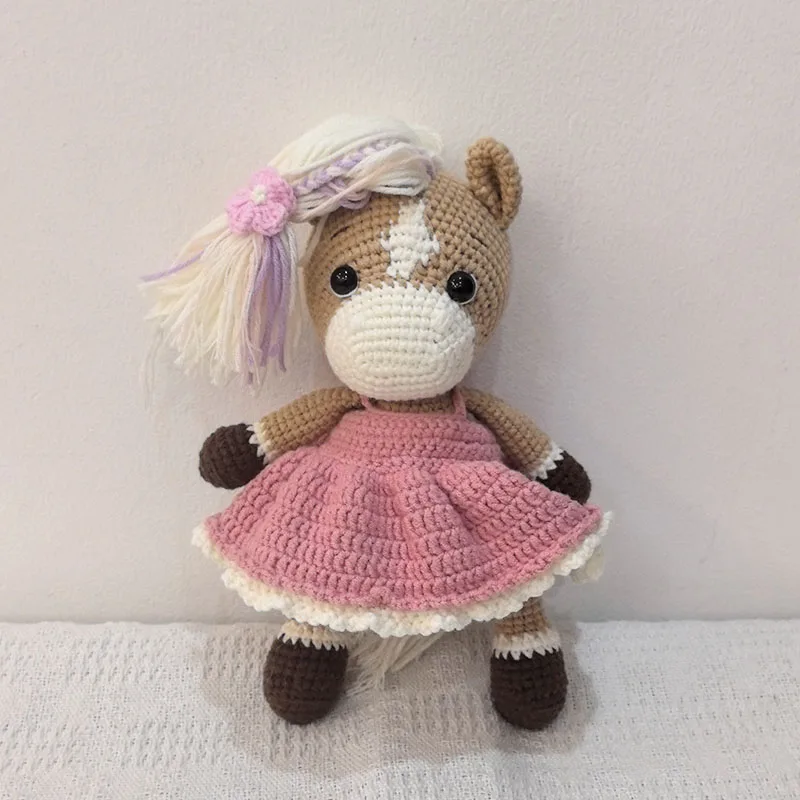 Giocattoli di cavallo ripieni all'uncinetto per bambini Bambola di cavallo di peluche lavorata a maglia in cotone morbido Mini bambola da coccole kawaii per giocattolo educativo precoce appena nato