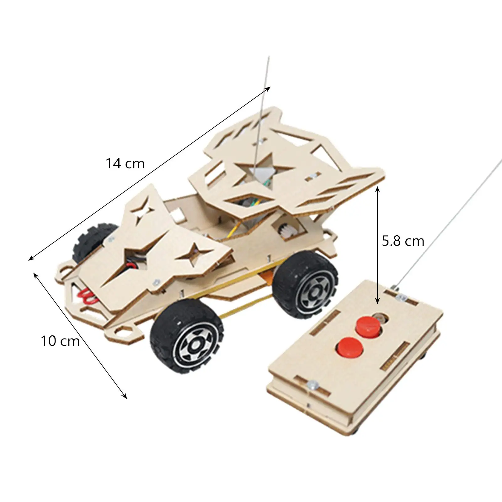 لعبة سيارة التحكم عن بعد مجموعات تجربة علمية خشبية RC سيارة مصنوعة يدويًا بنفسك #6