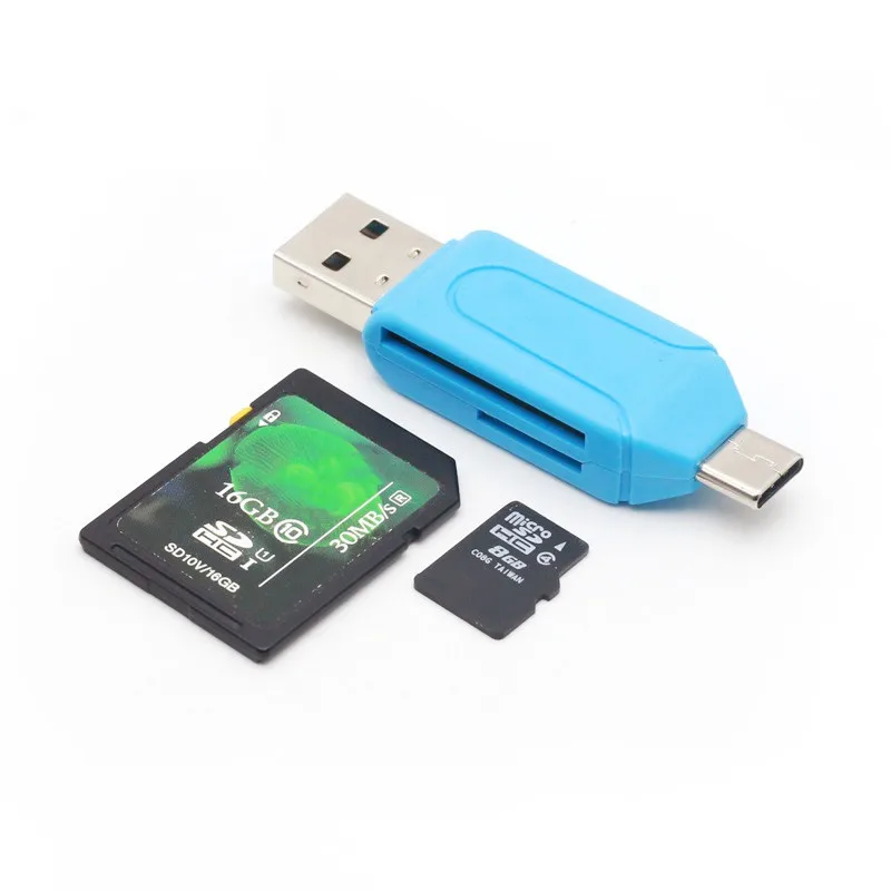 2-in-1 Multi Functional USB 2.0 Card ReaderMicro SD TFMemoryCardReaderUSBFlashDrive CardreaderAdapter For PCLaptops Accessories