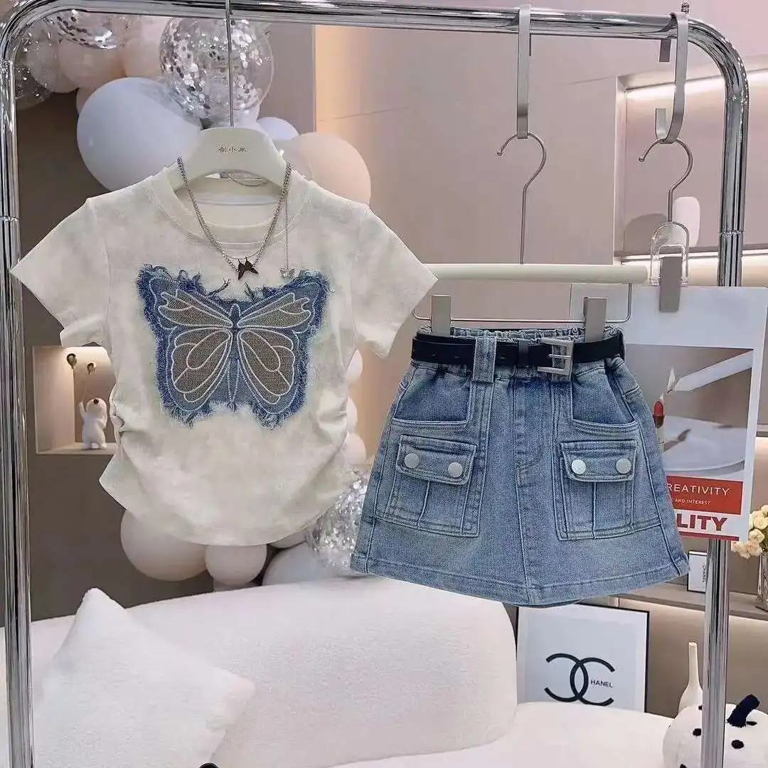 

Retail New Baby Girls Korea Summer Pink Sets, Polo T-Shirt + Skrits Fashion Suits Girl 2-8 T