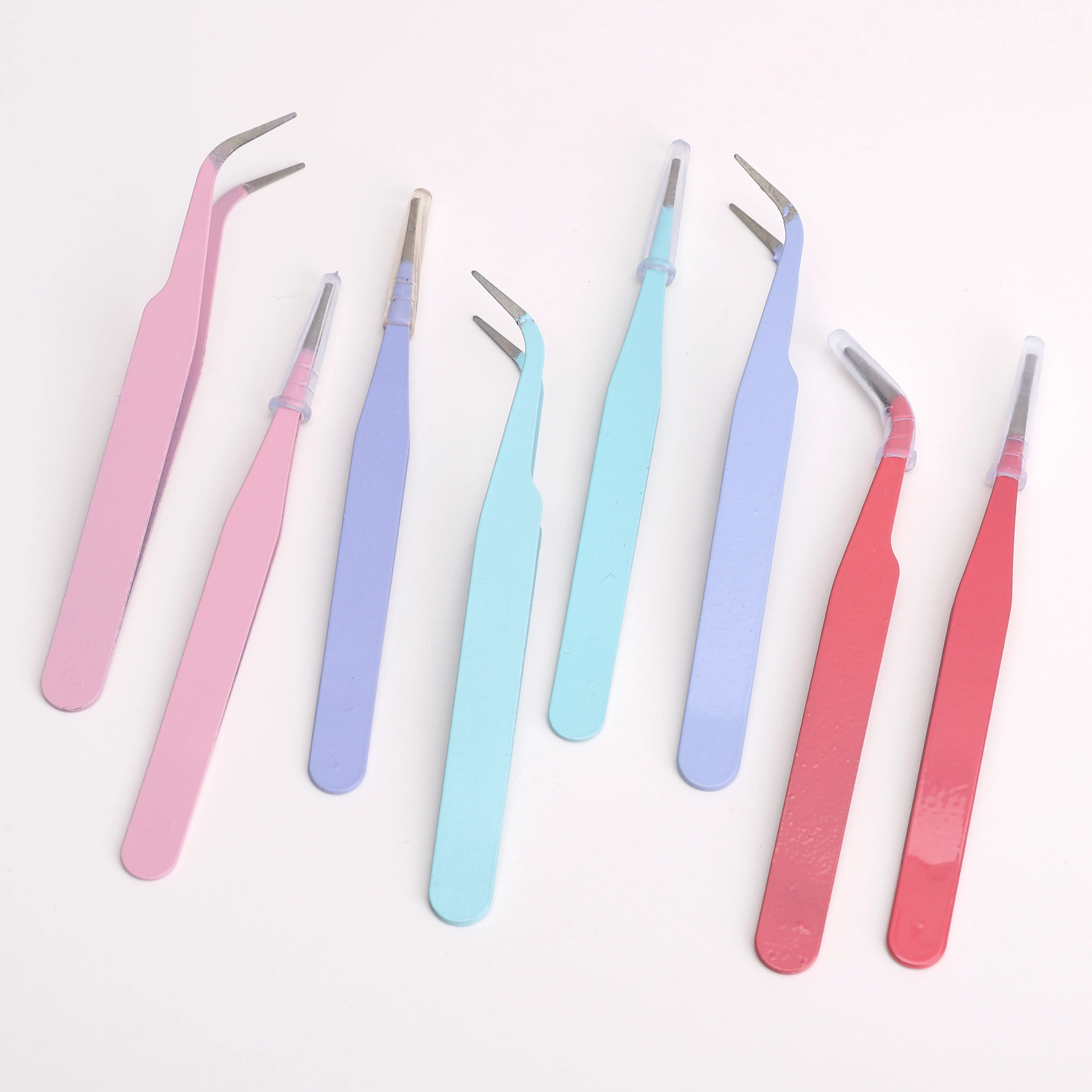 Pinzas de Colores con Punta Curva y Recta para Manualidades, Costura, Bisutería y Joyería