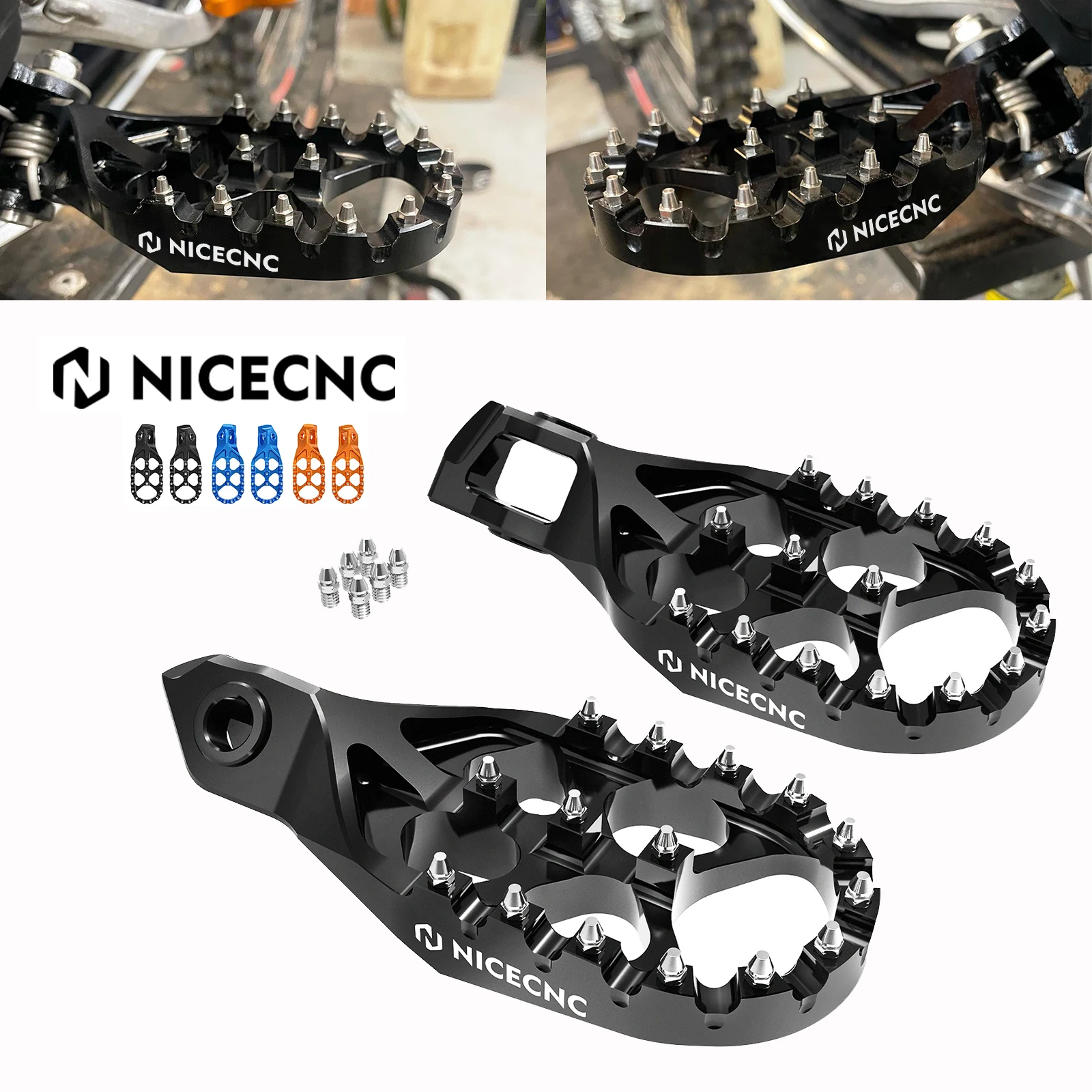 For GASGAS EC300 2024 NICECNC Forged Footrest Footpeg Foot Pegs EC250 MC250 EC MC EX 125 250 300 250F 350F 450F ECF MCF EXF 2024