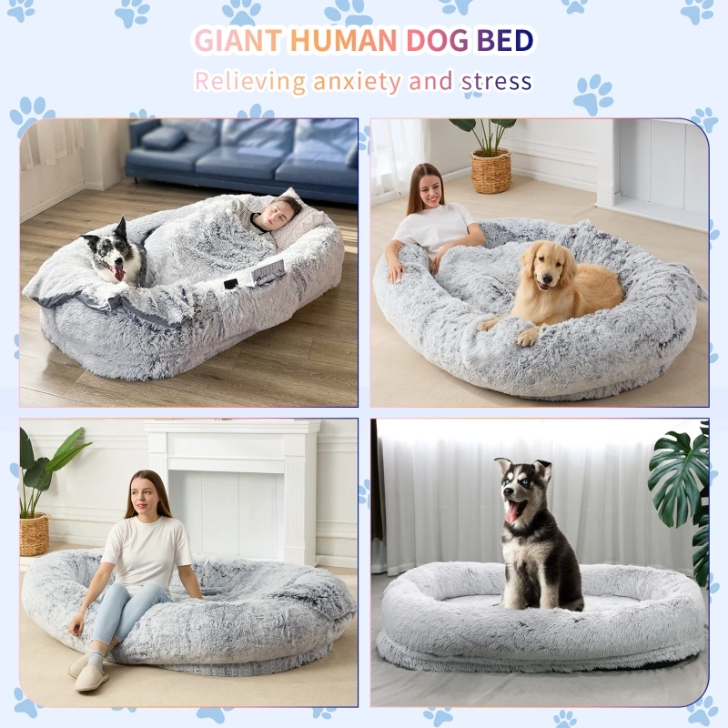 Wholesale customized fluffy indestructible luxury super large giant human sized dog bed for 