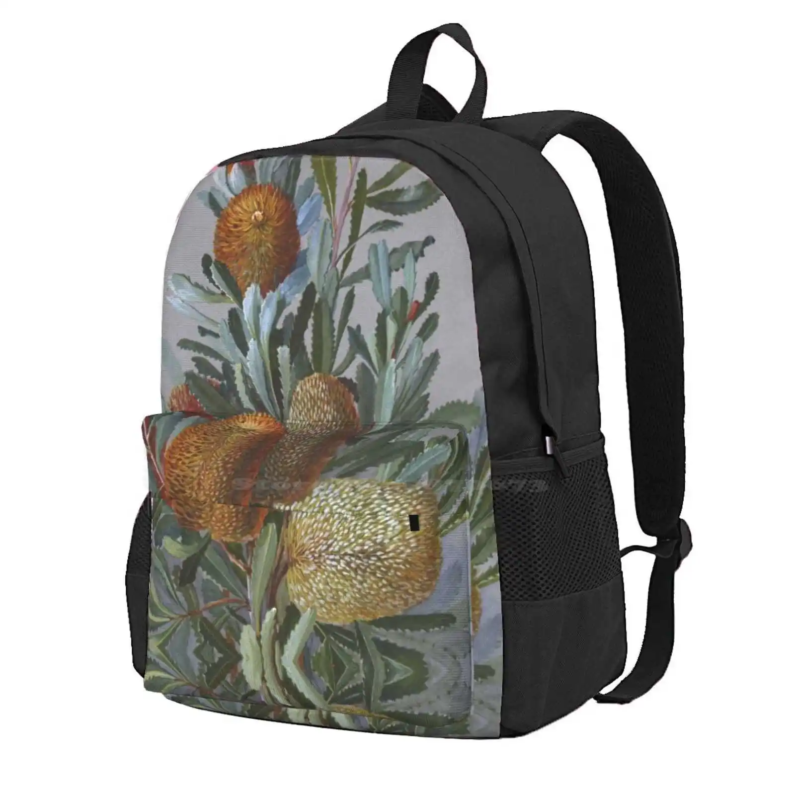 Banksia Australian Wildflower Watercolor Hot Sale Schoolbag Backpack Fashion Bags Banksia Botanical Art Vintage Art