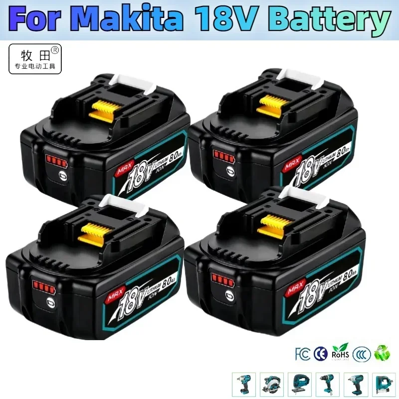 Neu mit lcd ladegerät wiederauf ladbarer akku 18 v 8000mah lithium ion für makita 18 v batterie 6ah bl1815 bl1850 bl1830 bl1860 lxt400