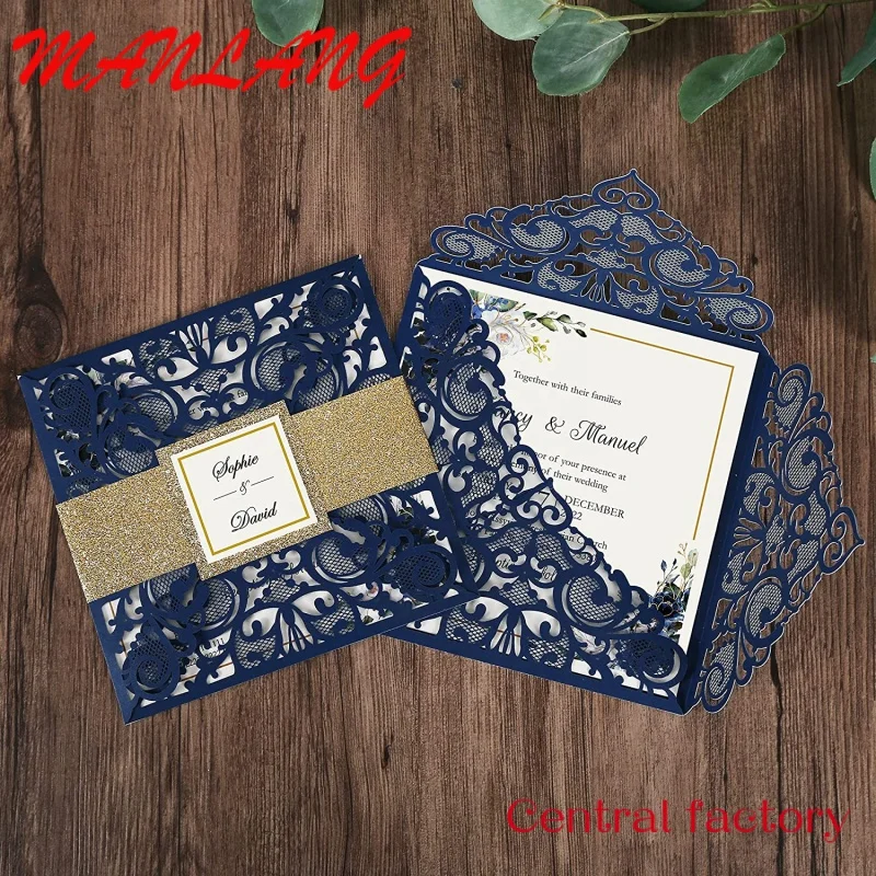 Carte d'invitation de mariage luxueuse de style royal, cartes d'enveloppe