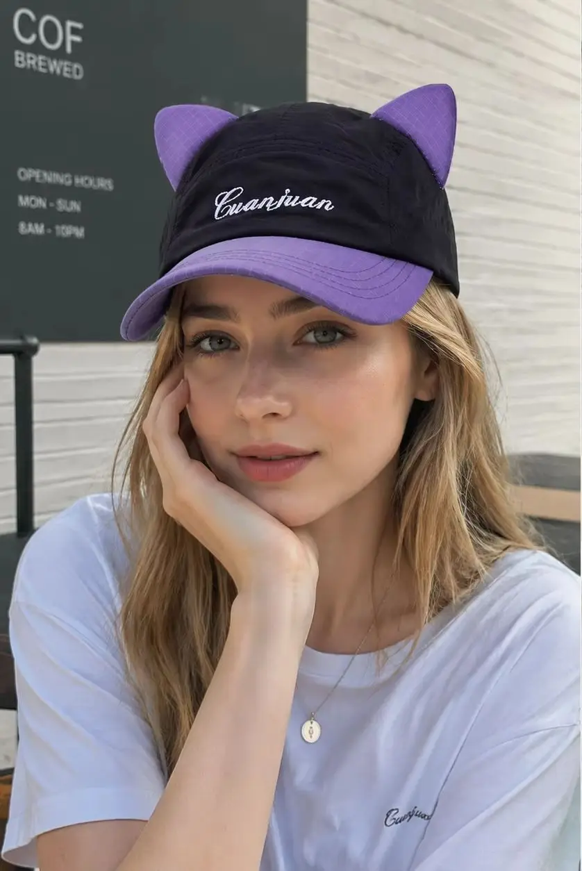 

Unisex Cute Cat-Ear Baseball Cap Quick-Dry Reversible Fun Hat for All Seasons