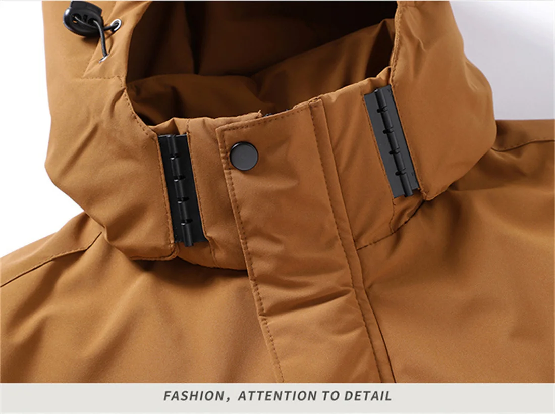 Мужское однотонное пальто с большим карманом, мужской повседневный пуховик, уличная модная ветрозащитная повседневная альпинистская куртка