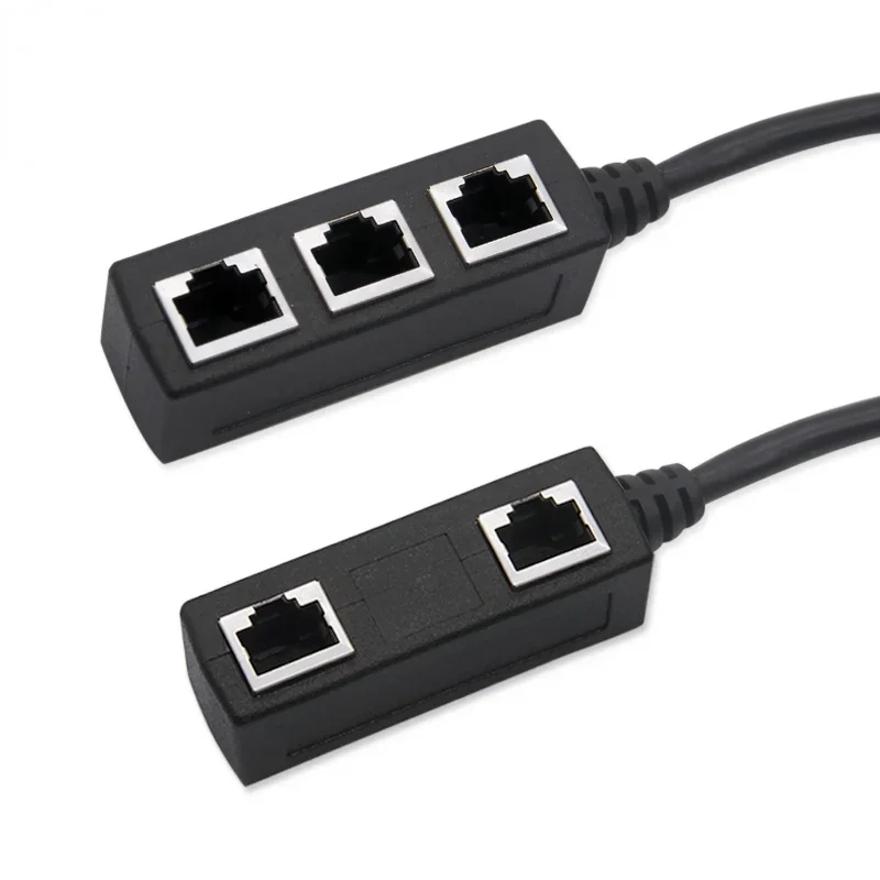 Répartiteur 3 en 1 RJ45 LAN Ethernet, connecteur RJ45, câble adaptateur d'extension pour extension de réseau, 1 mâle vers 2/3 femelle