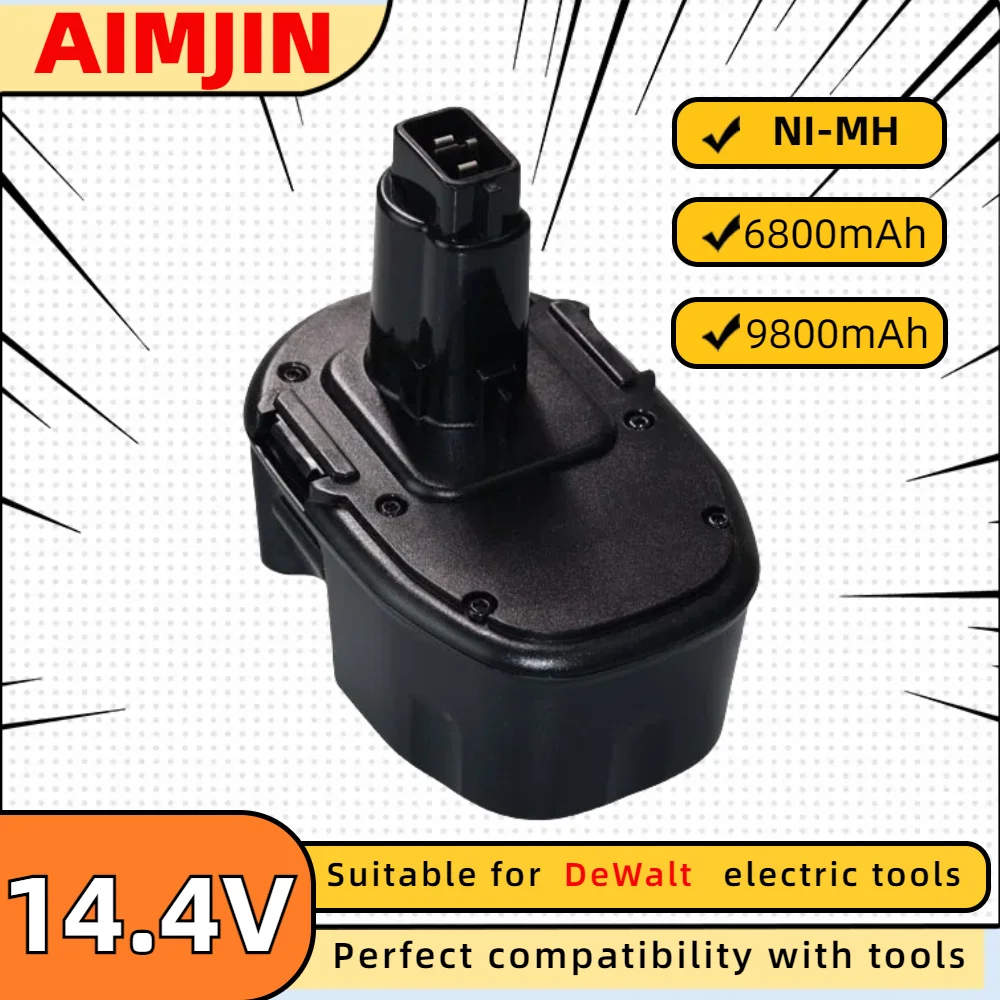 

14.4V 6800mAh/9800mAh rechargeable battery, nickel hydrogen material, used for DeWalt electric tools DC9091 DW9091 DW094