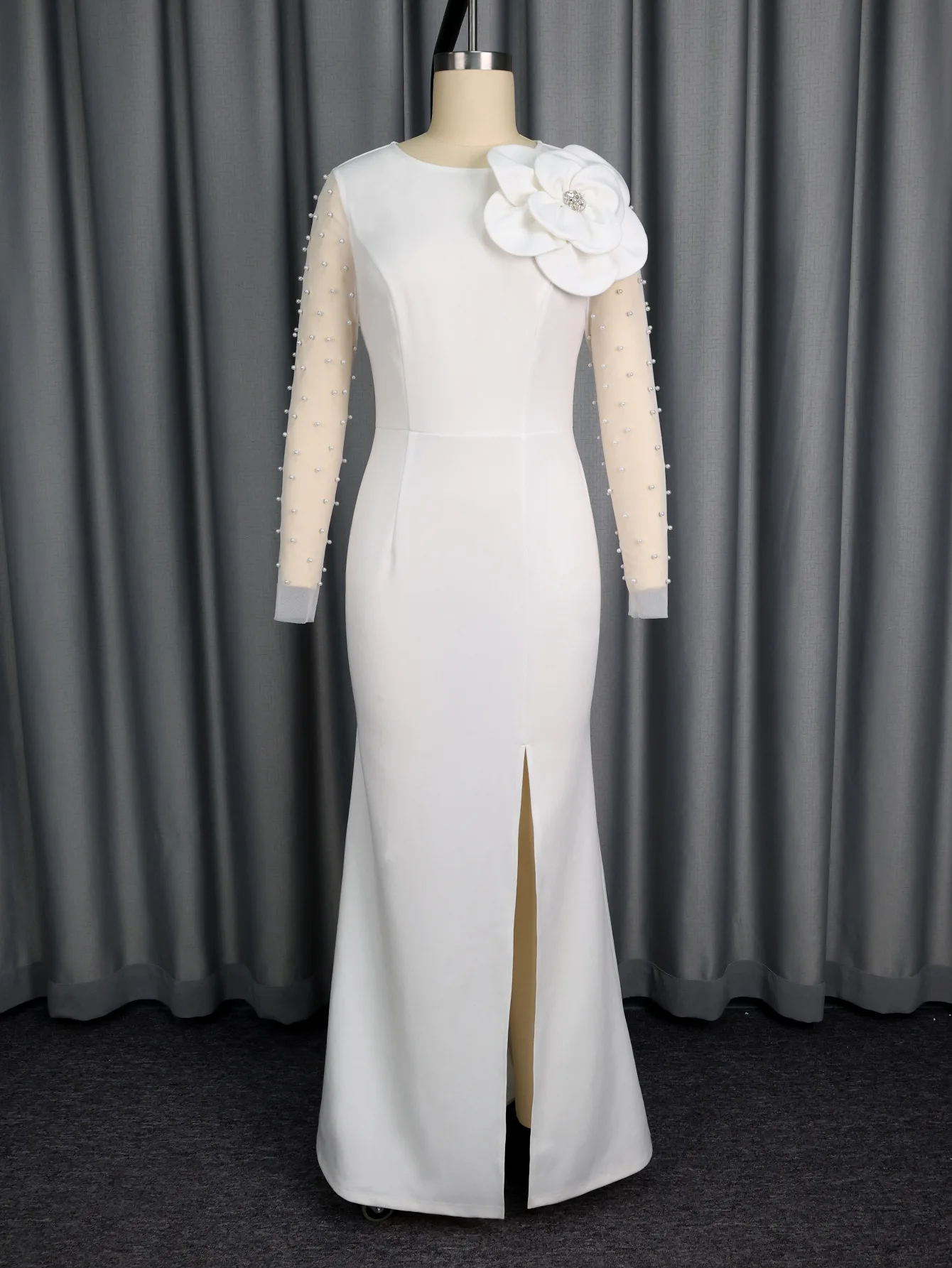 

Африканские платья Дашики для женщин, элегантные африканские сетчатые белые вечерние платья с длинными рукавами, длинные платья макси, африканская одежда