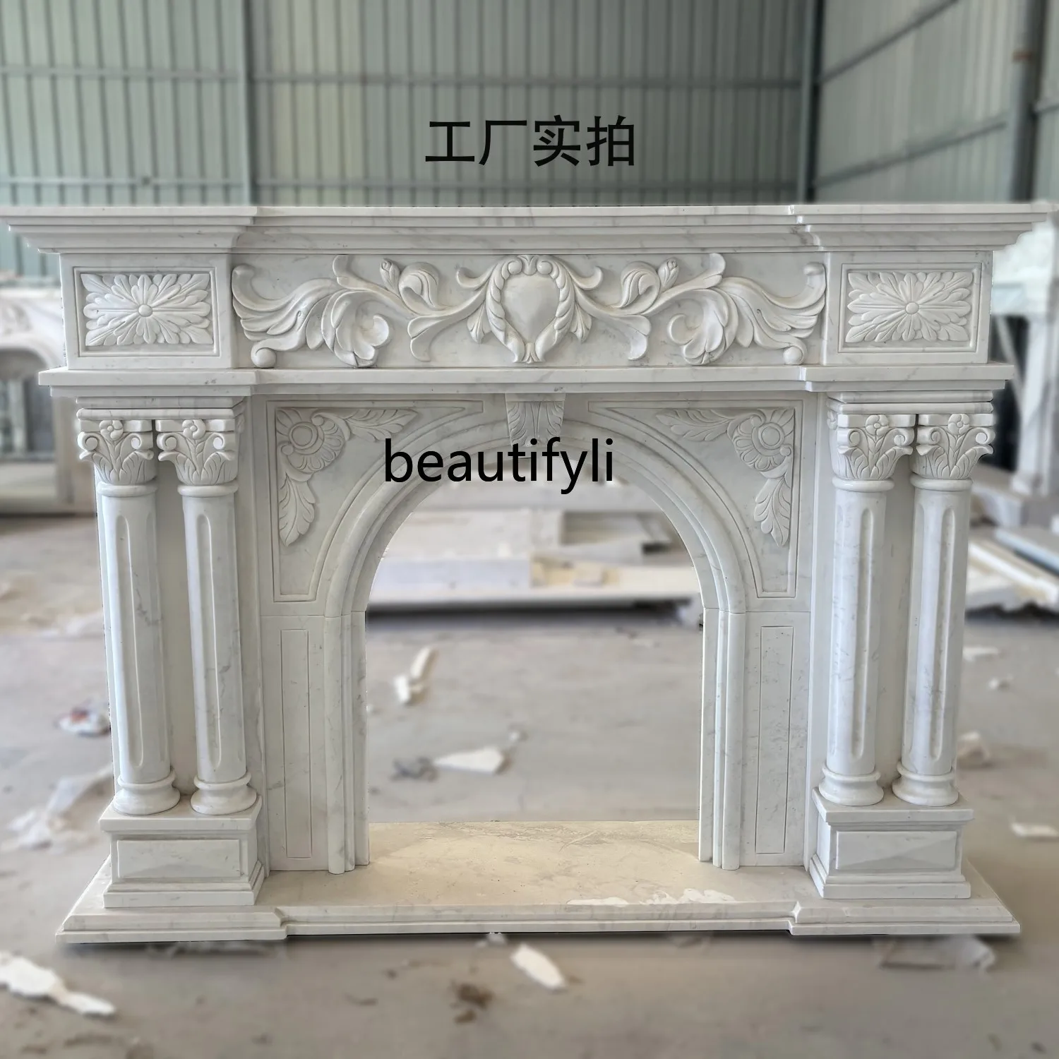 

French Fireplace Natural Jazz White Fangshan White Marble Fireplace European French
