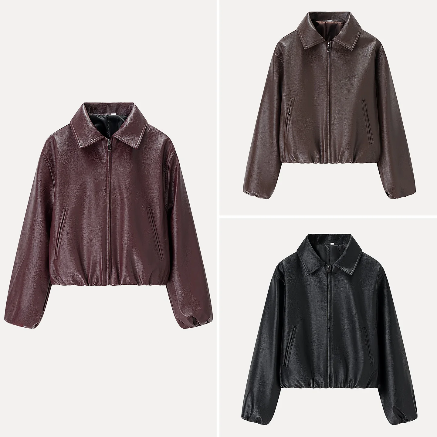 Giacca Casual in Pelle da Donna con Colletto Risvoltato a Maniche Lunghe, Nuovo Stile Autunnale, Dettagli Eleganti per il Pendolarismo, Vestibilità Comoda