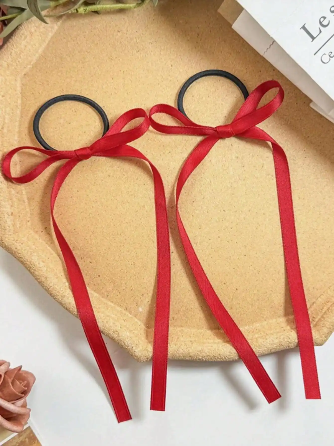 2/8 قطعة أربطة شعر مرنة على شكل فيونكة بلون سادة للنساء والفتيات وإكسسوارات شعر الحفلات #5