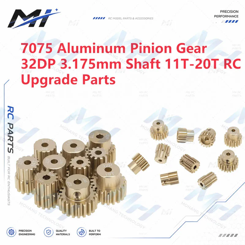 7075 Aluminum Alloy Pinion Gear Set 32DP 3.175mm Bore 11T-20T Motor Gear for 1/10 RC Car Racing Crawler Upgrade Parts Accessorie