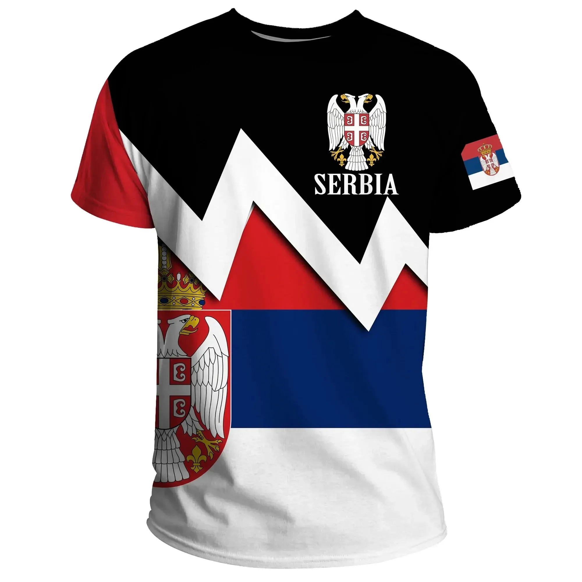 Tshirts Serbia Flag National Emblem 3D Print Summer T Shirt Fashion Kids Casual Boys Girls Round Neck Tshirt Tops Tee Clothes