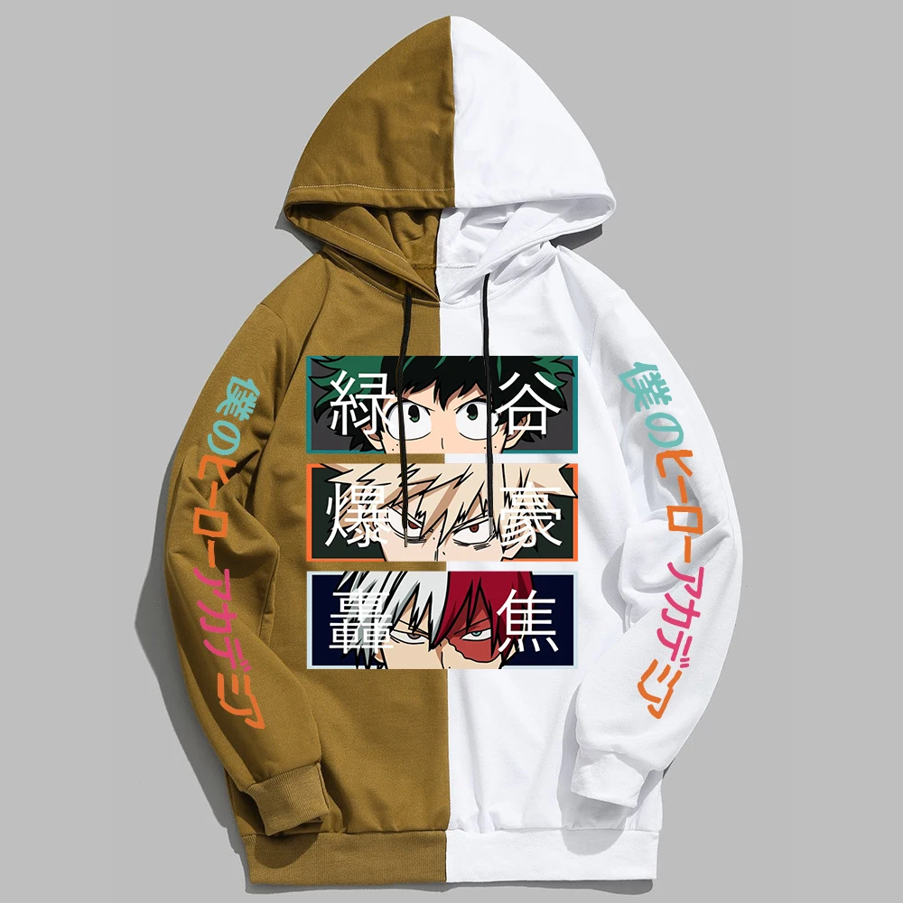 2022 neue Anime Mein Hero Wissenschaft Hoodies Männer Pullover Hiphop Mit Kapuze Sweatshirt Patchwork Frauen Streetwear Langarm Unisex Tops