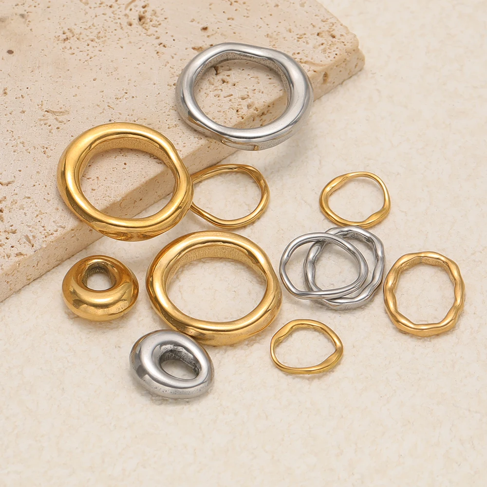 5 Stück Edelstahl-Anhänger in unregelmäßiger Kreisform, runde Verbindungsstücke für DIY-Schmuckherstellung, Anhänger, Halskette, Armband-Zubehör – Detail 4