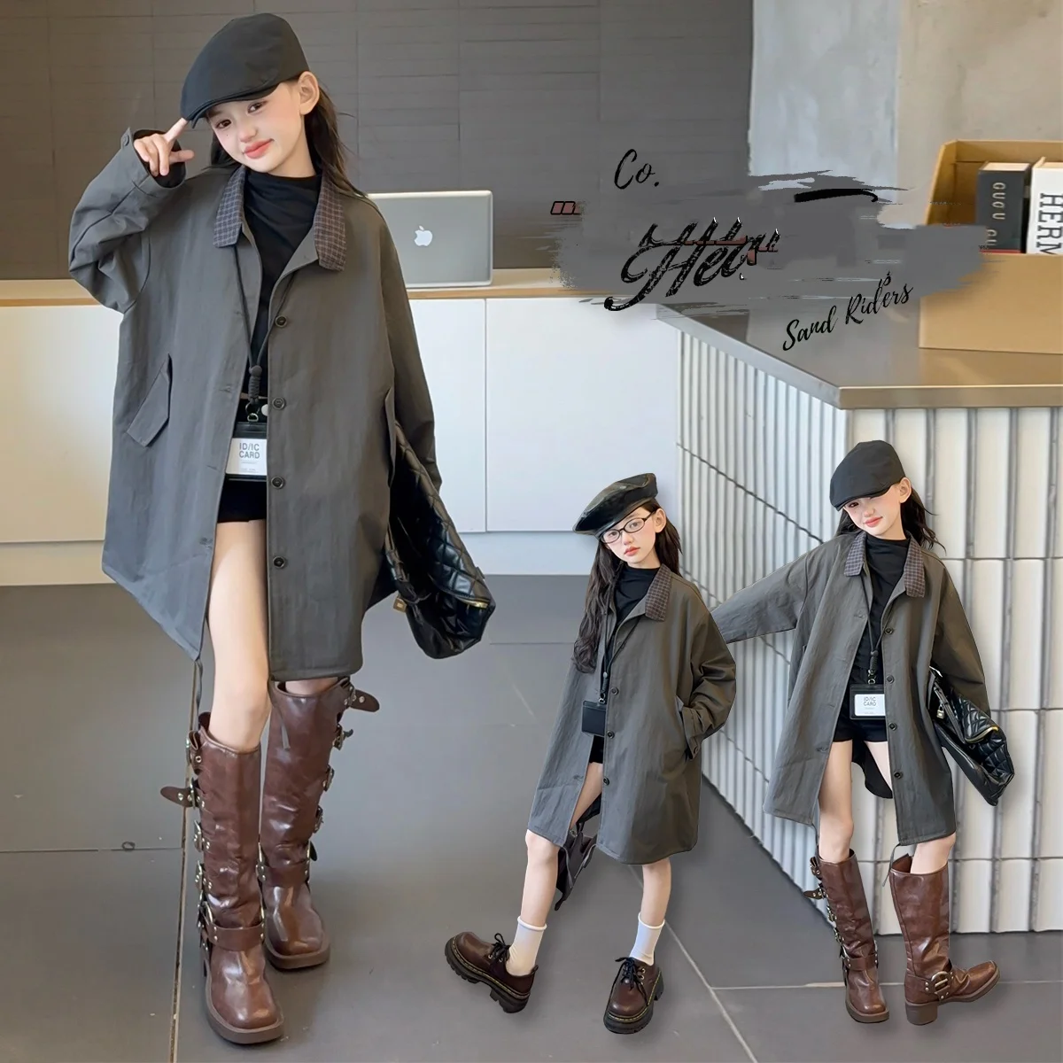 

Girl Spring Autumn Trench Coat Kids Windbreaker Ages 4-14Y Child Casual Coat Tween Classical Outwear Younger Korean Style Jacket