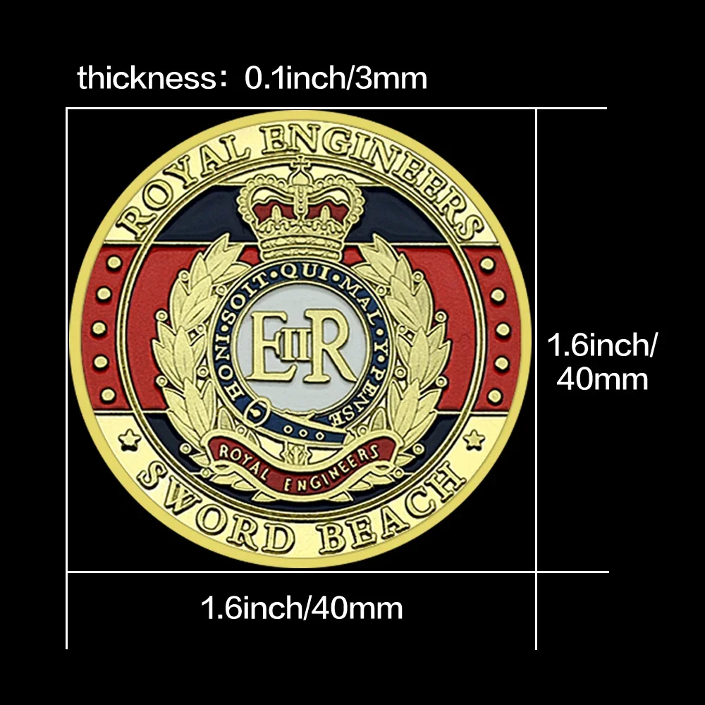 Gold Normandy Landing Commemorative Coin Royal Engineers Sword Beach 1944 D.Day Collectibles Souvenir Military Challenge Coin - view 5